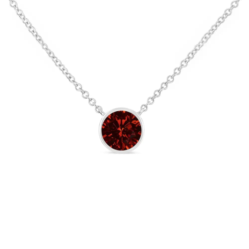 .925 Sterling Silver Bezel Set 3.5mm Created Gemstone Solitaire 18’’ Pendant Necklace - Fine Jewelry us Direct