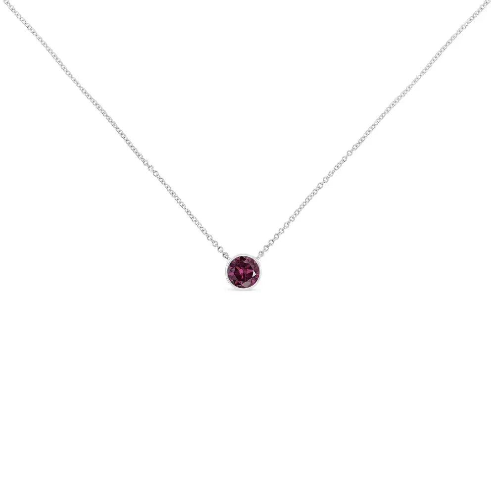 .925 Sterling Silver Bezel Set 3.5mm Created Gemstone Solitaire 18’’ Pendant Necklace - Fine Jewelry us Direct