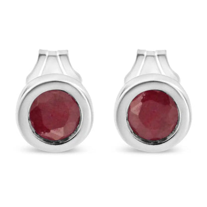 .925 Sterling Silver Bezel Set 3.5mm Created Gemstone Solitaire Stud Earrings - Fine Jewelry us Direct