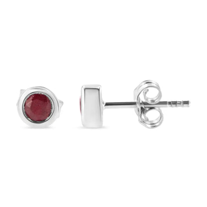 .925 Sterling Silver Bezel Set 3.5mm Created Gemstone Solitaire Stud Earrings - Fine Jewelry us Direct