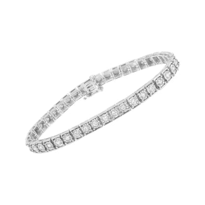 .925 Sterling Silver Brilliant-cut Round Diamond Square Frame Miracle-set Tennis Bracelet (2 Cttw I-j Color I2-i3