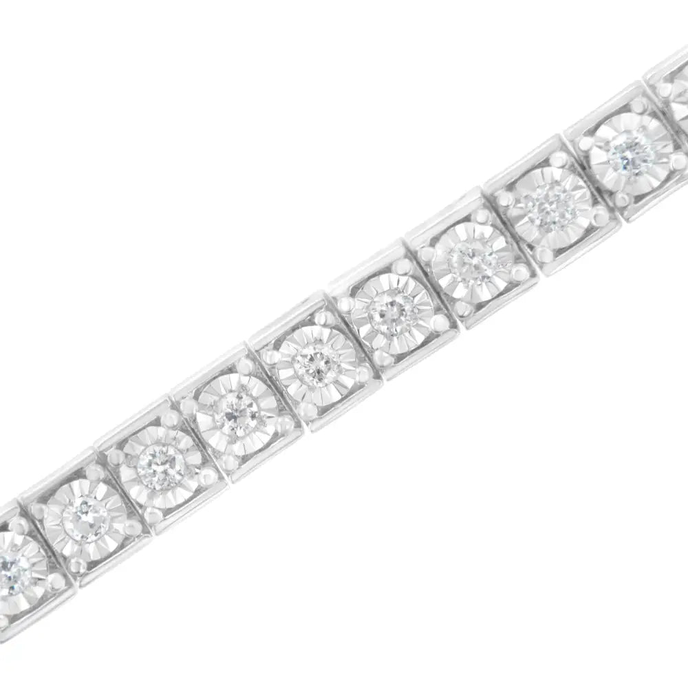 .925 Sterling Silver Brilliant-cut Round Diamond Square Frame Miracle-set Tennis Bracelet (2 Cttw I-j Color I2-i3