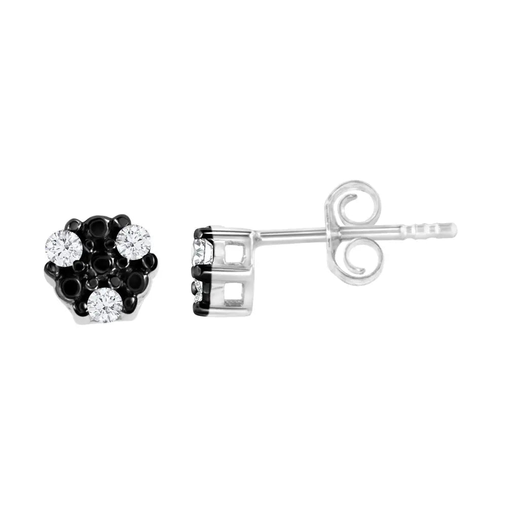 .925 Sterling Silver Cttw Round-cut Trio Diamond Accent Stud Earrings (i-j Color I3 Clarity) - Fine Jewelry us Direct