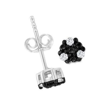 .925 Sterling Silver Cttw Round-cut Trio Diamond Accent Stud Earrings (i-j Color I3 Clarity) - Fine Jewelry us Direct