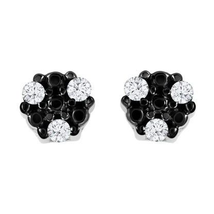 .925 Sterling Silver Cttw Round-cut Trio Diamond Accent Stud Earrings (i-j Color I3 Clarity) - Fine Jewelry us Direct