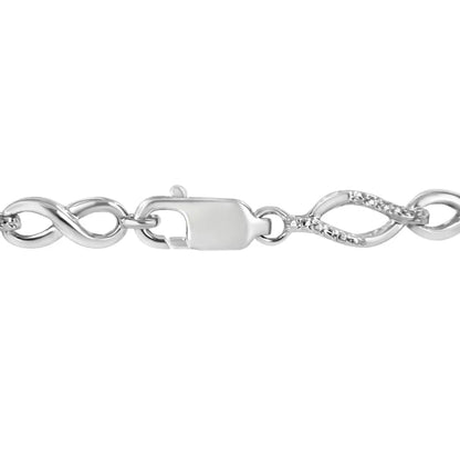 .925 Sterling Silver Diamond Accent Alternating Infinity Shape and Pear Link Bracelet (i-j Color I3 Clarity)