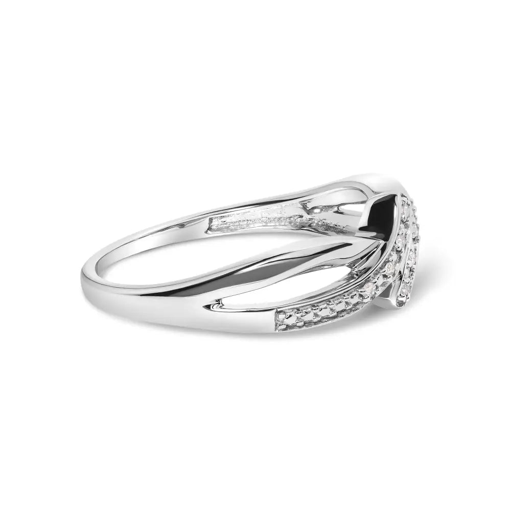 925 Sterling Silver Diamond Accent Bypass and Split Shank Band Ring (i-j Color I2-i3 Clarity) - Fine Jewelry us Direct