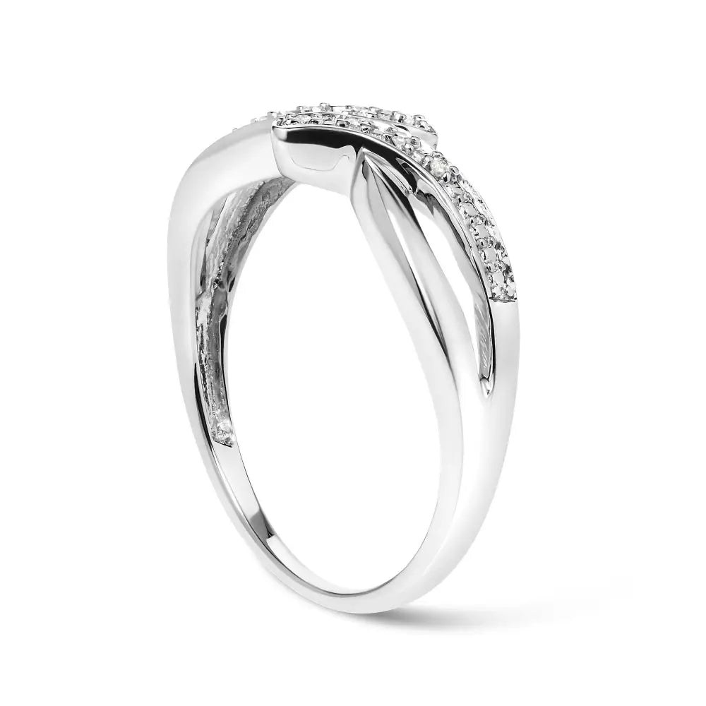 925 Sterling Silver Diamond Accent Bypass and Split Shank Band Ring (i-j Color I2-i3 Clarity) - Fine Jewelry us Direct