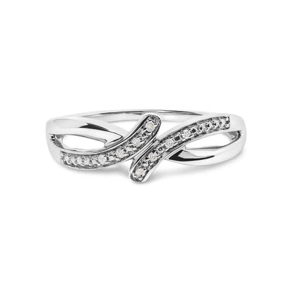 925 Sterling Silver Diamond Accent Bypass and Split Shank Band Ring (i-j Color I2-i3 Clarity) - Fine Jewelry us Direct