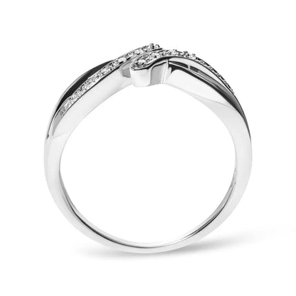 925 Sterling Silver Diamond Accent Bypass and Split Shank Band Ring (i-j Color I2-i3 Clarity) - Fine Jewelry us Direct