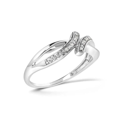 925 Sterling Silver Diamond Accent Bypass and Split Shank Band Ring (i-j Color I2-i3 Clarity) - Fine Jewelry us Direct