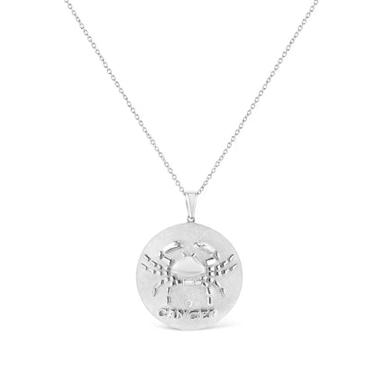 .925 Sterling Silver Diamond Accent Cancer Zodiac Design 18’’ Pendant Necklace Medallion (k-l Color I1-i2 Clarity)