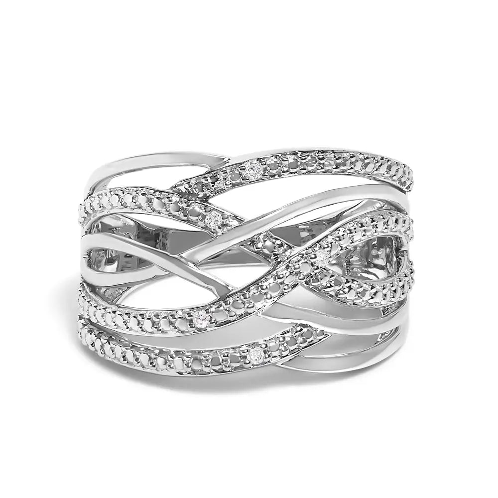 .925 Sterling Silver Diamond Accent Crossover Ring (i-j Color I2-i3 Clarity) - Fine Jewelry us Direct