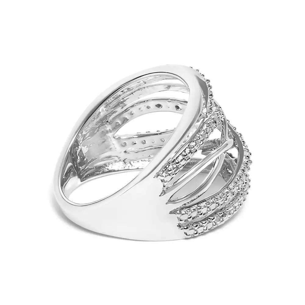 .925 Sterling Silver Diamond Accent Crossover Ring (i-j Color I2-i3 Clarity) - Fine Jewelry us Direct