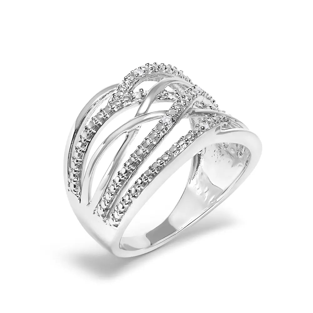 .925 Sterling Silver Diamond Accent Crossover Ring (i-j Color I2-i3 Clarity) - Fine Jewelry us Direct