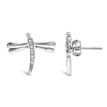 .925 Sterling Silver Diamond Accent Dragonfly Stud Earrings (i-j Color I2-i3 Clarity) - Fine Jewelry us Direct