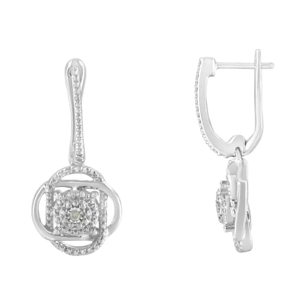 .925 Sterling-silver Diamond Accent Floral Cluster Drop and Dangle Stud Earring (i-j Color I3 Clarity) - Fine Jewelry