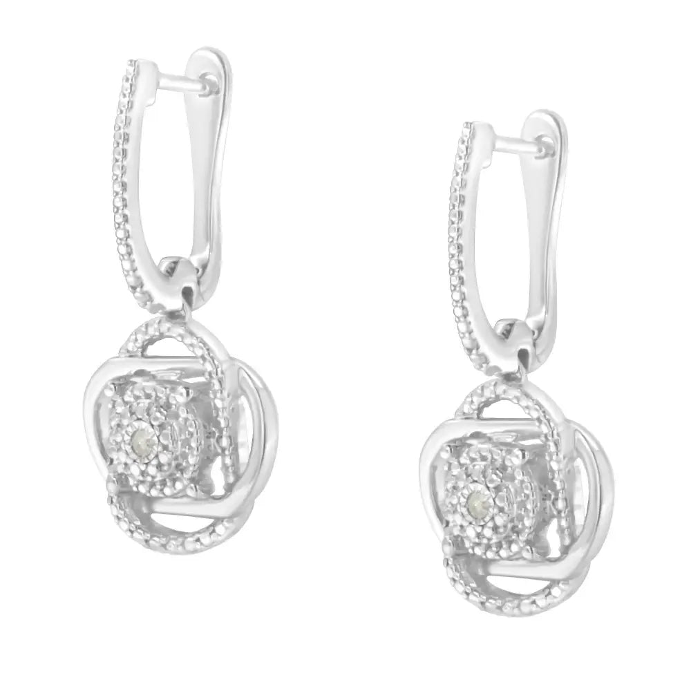 .925 Sterling-silver Diamond Accent Floral Cluster Drop and Dangle Stud Earring (i-j Color I3 Clarity) - Fine Jewelry