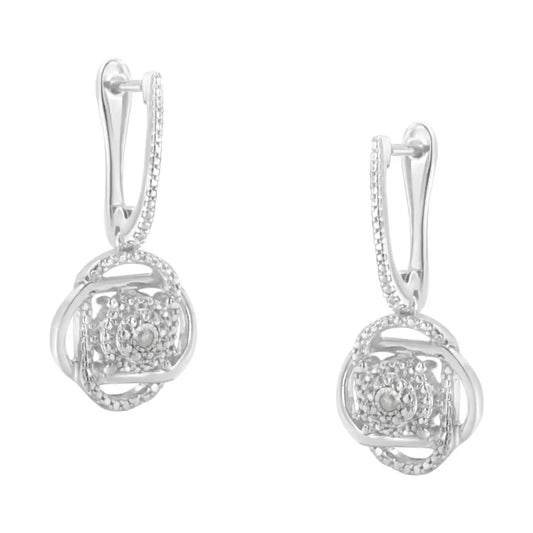 .925 Sterling-silver Diamond Accent Floral Cluster Drop and Dangle Stud Earring (i-j Color I3 Clarity) - Fine Jewelry