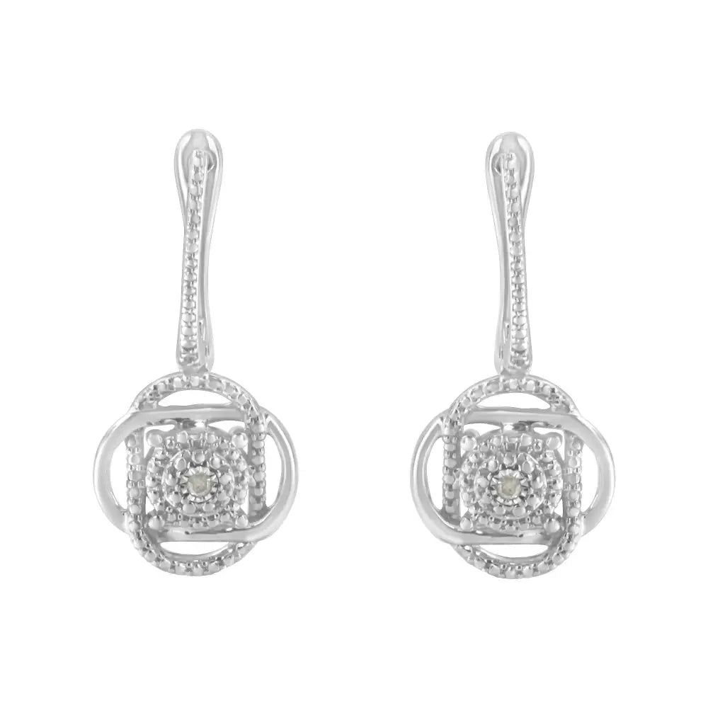 .925 Sterling-silver Diamond Accent Floral Cluster Drop and Dangle Stud Earring (i-j Color I3 Clarity) - Fine Jewelry