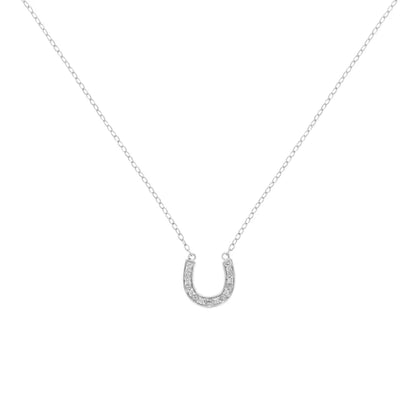 .925 Sterling Silver Diamond Accent Horseshoe u Shape 18’’ Pendant Necklace (h-i Clarity I2-i3 Color) - Fine