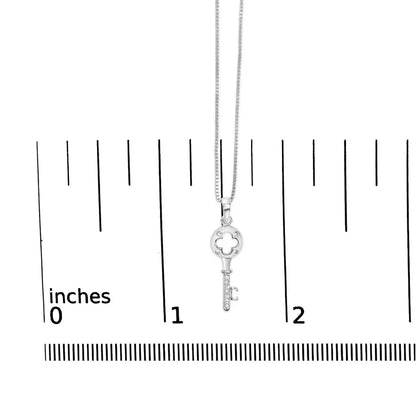 .925 Sterling Silver Diamond Accent Key Pendant Necklace (i-j Color I2-i3 Clarity) - 18’’ Inches - Fine Jewelry