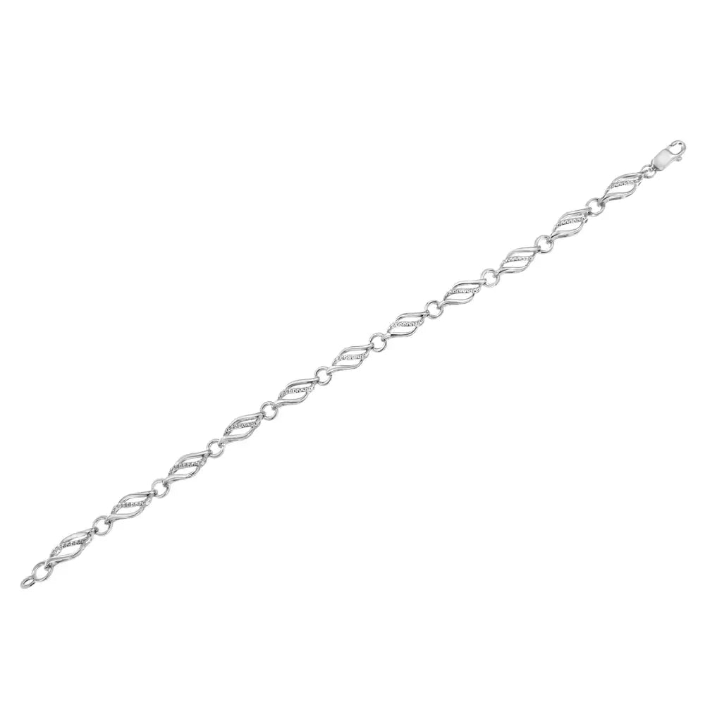 .925 Sterling Silver Diamond Accent Triple Weave Link Bracelet (i-j Color I3 Clarity) - 7.25 Inch - Fine Jewelry