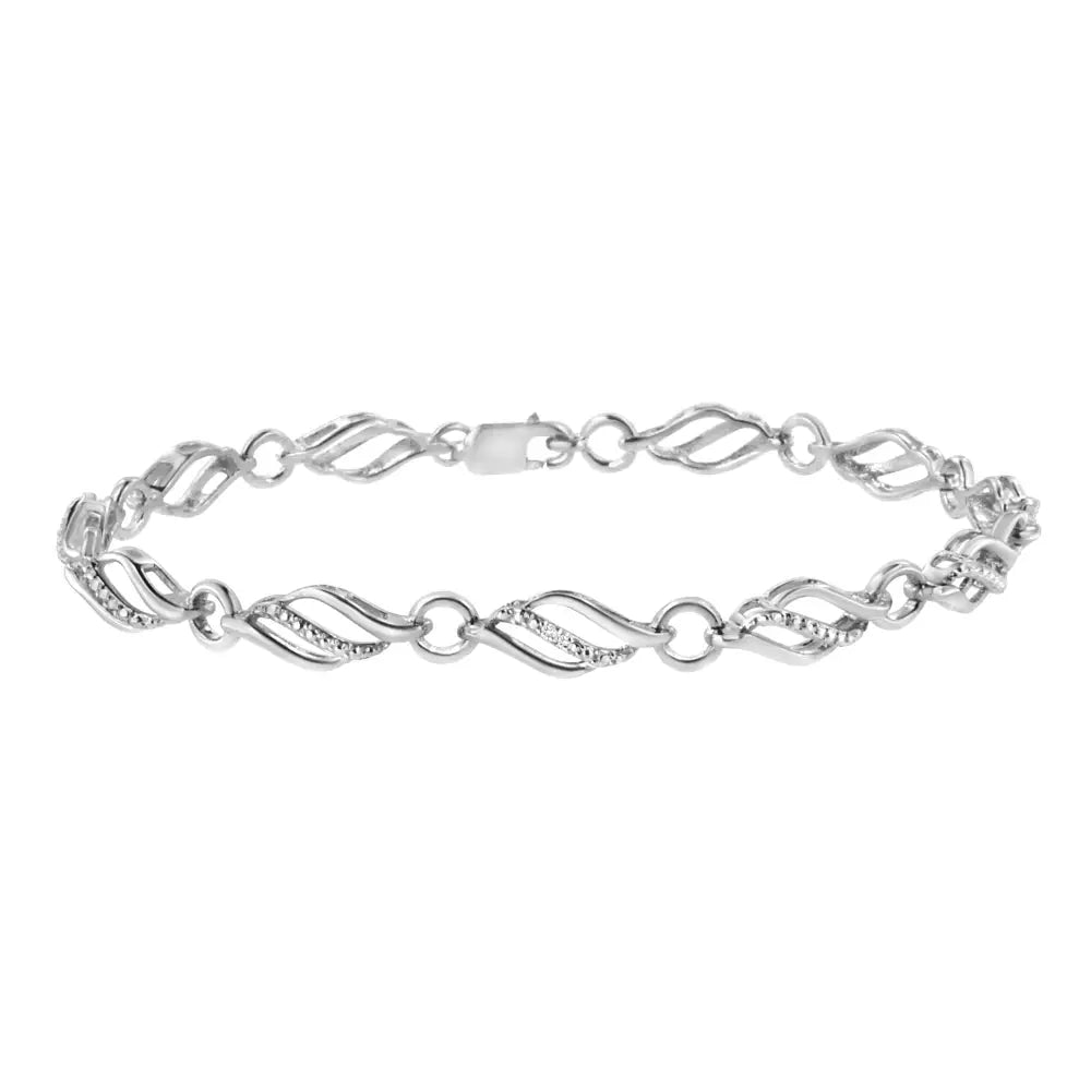 .925 Sterling Silver Diamond Accent Triple Weave Link Bracelet (i-j Color I3 Clarity) - 7.25 Inch - Fine Jewelry