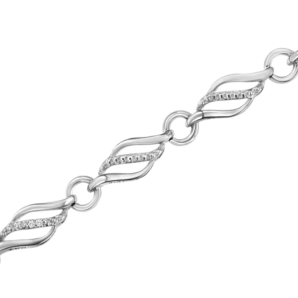 .925 Sterling Silver Diamond Accent Triple Weave Link Bracelet (i-j Color I3 Clarity) - 7.25 Inch - Fine Jewelry