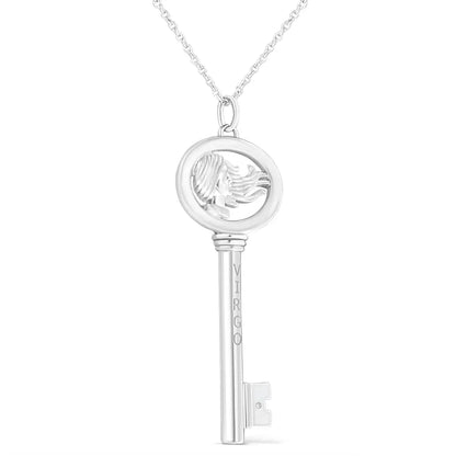 .925 Sterling Silver Diamond Accent Zodiac Key 18’’ Pendant Necklace (k-l Color I1-i2 Clarity) - Fine Jewelry us Direct