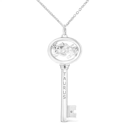 .925 Sterling Silver Diamond Accent Zodiac Key 18’’ Pendant Necklace (k-l Color I1-i2 Clarity) - Fine Jewelry us Direct