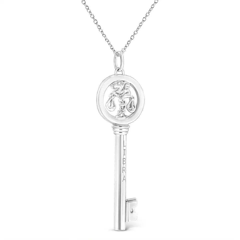 .925 Sterling Silver Diamond Accent Zodiac Key 18’’ Pendant Necklace (k-l Color I1-i2 Clarity) - Fine Jewelry us Direct