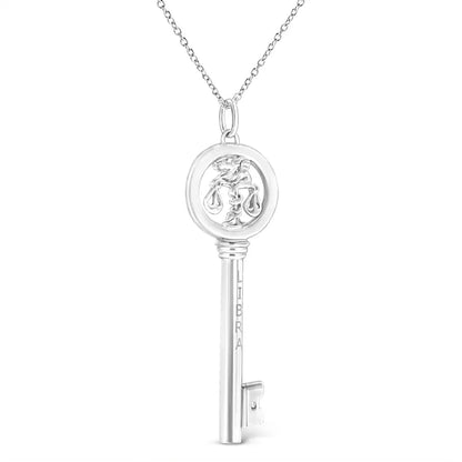 .925 Sterling Silver Diamond Accent Zodiac Key 18’’ Pendant Necklace (k-l Color I1-i2 Clarity) - Fine Jewelry us Direct