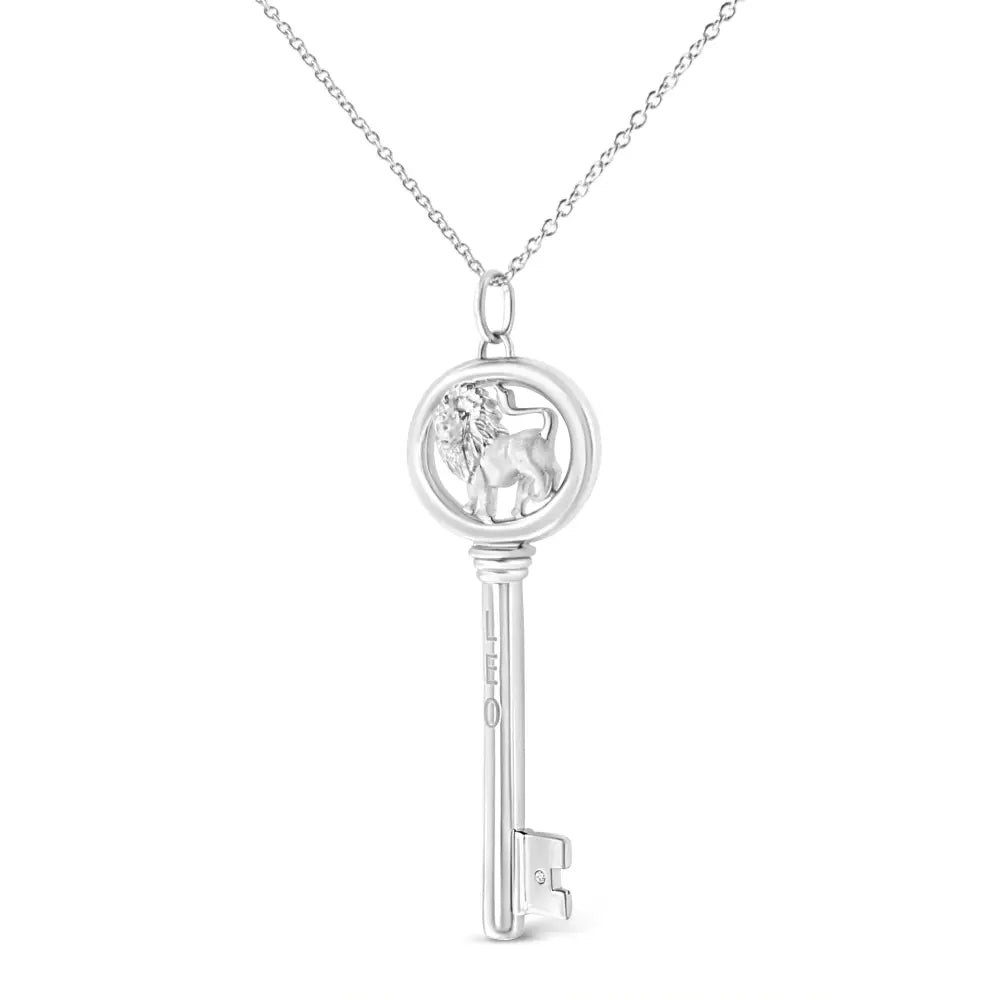 .925 Sterling Silver Diamond Accent Zodiac Key 18’’ Pendant Necklace (k-l Color I1-i2 Clarity) - Fine Jewelry us Direct