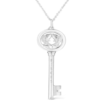 .925 Sterling Silver Diamond Accent Zodiac Key 18’’ Pendant Necklace (k-l Color I1-i2 Clarity) - Fine Jewelry us Direct