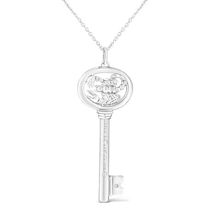 .925 Sterling Silver Diamond Accent Zodiac Key 18’’ Pendant Necklace (k-l Color I1-i2 Clarity) - Fine Jewelry us Direct