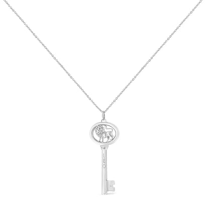 .925 Sterling Silver Diamond Accent Zodiac Key 18’’ Pendant Necklace (k-l Color I1-i2 Clarity) - Fine Jewelry us Direct