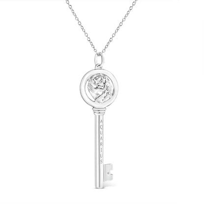 .925 Sterling Silver Diamond Accent Zodiac Key 18’’ Pendant Necklace (k-l Color I1-i2 Clarity) - Fine Jewelry us Direct