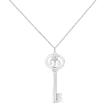 .925 Sterling Silver Diamond Accent Zodiac Key 18’’ Pendant Necklace (k-l Color I1-i2 Clarity) - Fine Jewelry us Direct