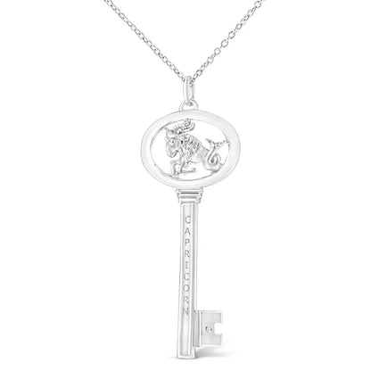 .925 Sterling Silver Diamond Accent Zodiac Key 18’’ Pendant Necklace (k-l Color I1-i2 Clarity) - Fine Jewelry us Direct