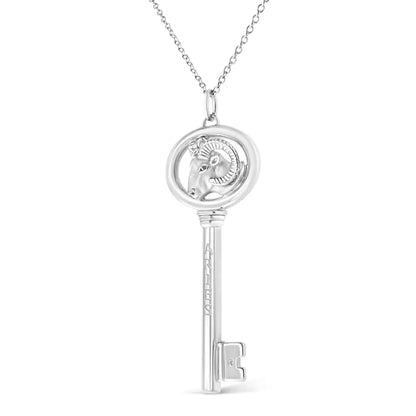 .925 Sterling Silver Diamond Accent Zodiac Key 18’’ Pendant Necklace (k-l Color I1-i2 Clarity) - Fine Jewelry us Direct