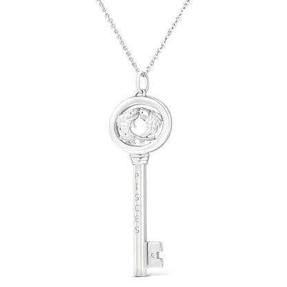 .925 Sterling Silver Diamond Accent Zodiac Key 18’’ Pendant Necklace (k-l Color I1-i2 Clarity) - Fine Jewelry us Direct