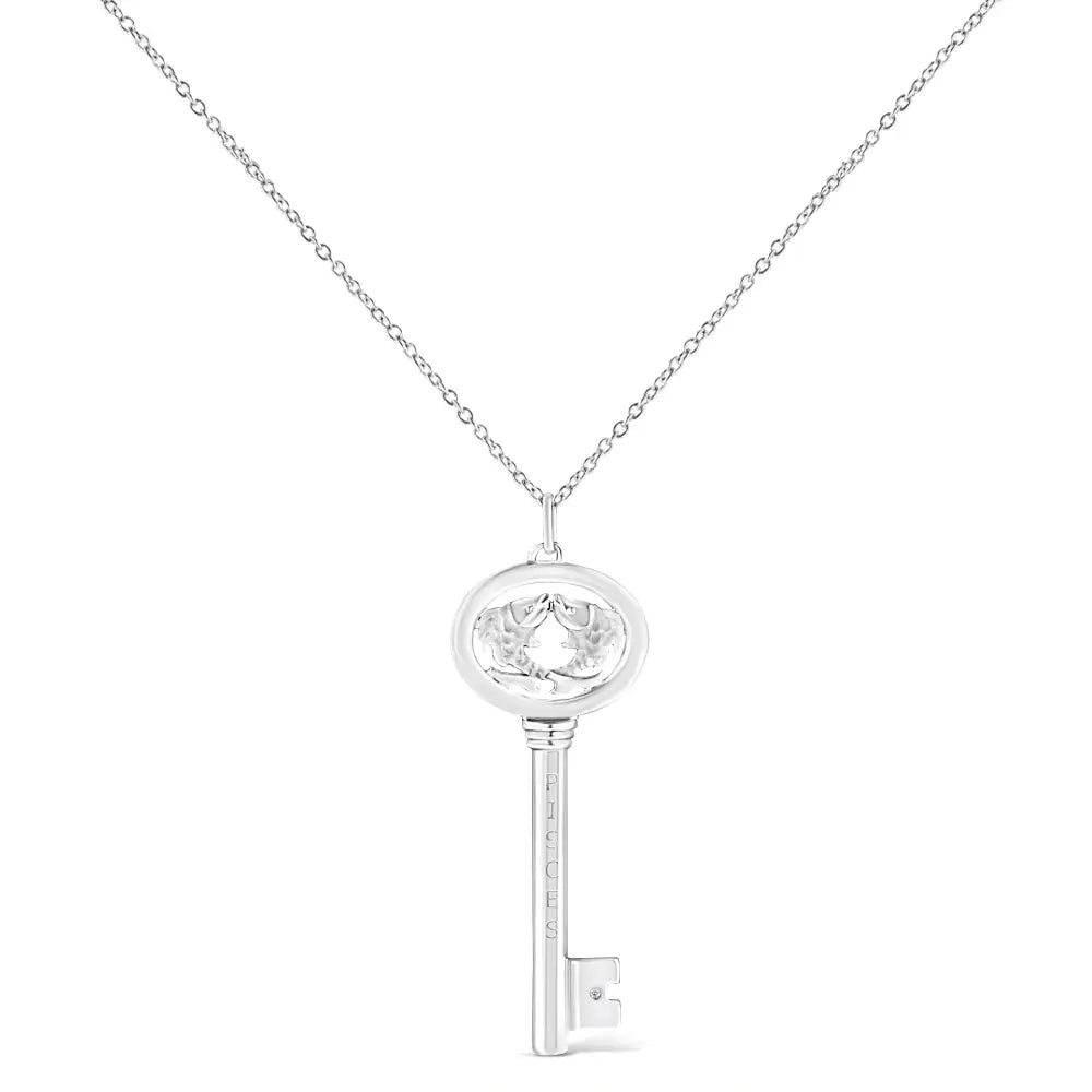 .925 Sterling Silver Diamond Accent Zodiac Key 18’’ Pendant Necklace (k-l Color I1-i2 Clarity) - Fine Jewelry us Direct