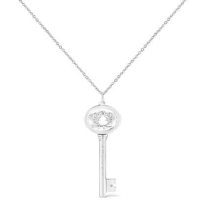 .925 Sterling Silver Diamond Accent Zodiac Key 18’’ Pendant Necklace (k-l Color I1-i2 Clarity) - Fine Jewelry us Direct