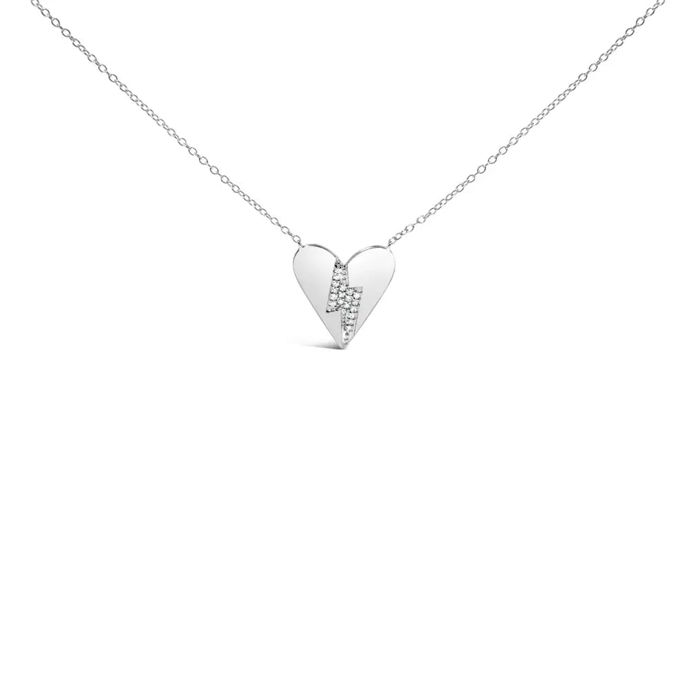 .925 Sterling Silver Diamond Broken Heart Pendant Necklace (h-i Color I1-i2 Clarity) - 18’’ Inches - Fine Jewelry