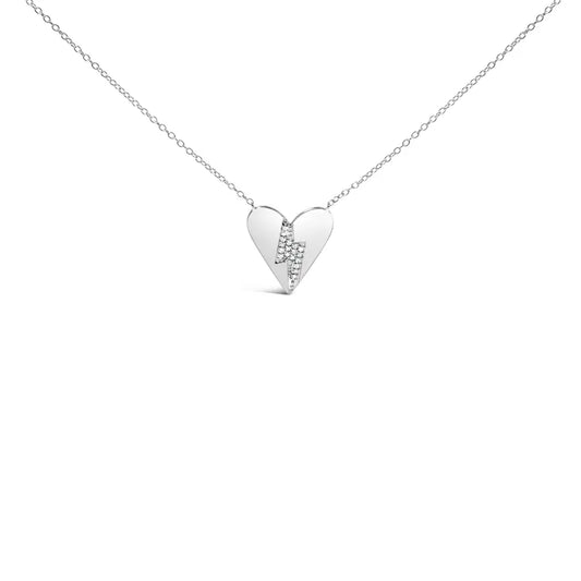 .925 Sterling Silver Diamond Broken Heart Pendant Necklace (h-i Color I1-i2 Clarity) - 18’’ Inches - Fine Jewelry