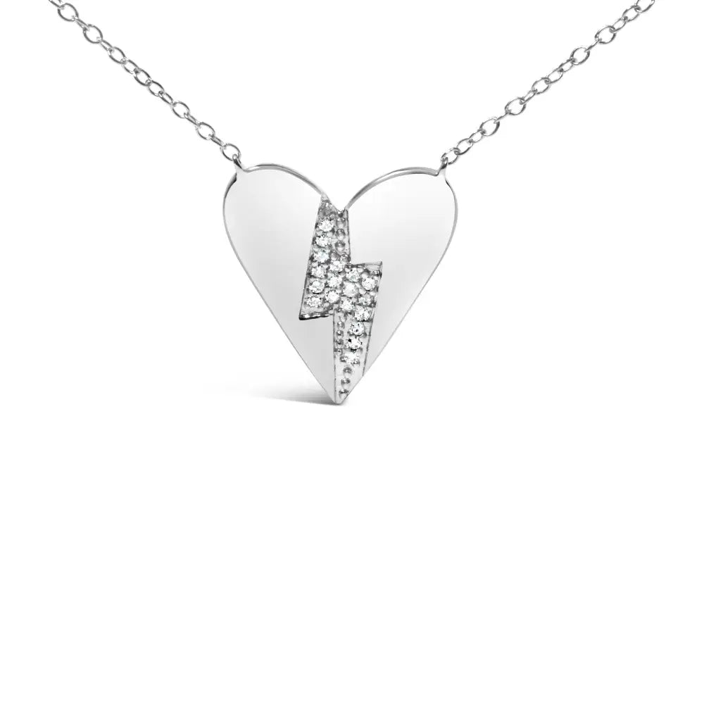 .925 Sterling Silver Diamond Broken Heart Pendant Necklace (h-i Color I1-i2 Clarity) - 18’’ Inches - Fine Jewelry