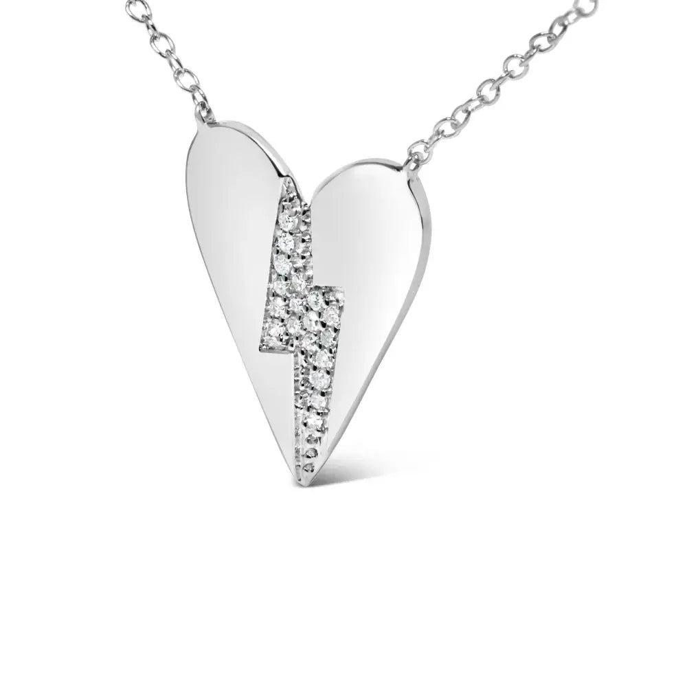 .925 Sterling Silver Diamond Broken Heart Pendant Necklace (h-i Color I1-i2 Clarity) - 18’’ Inches - Fine Jewelry