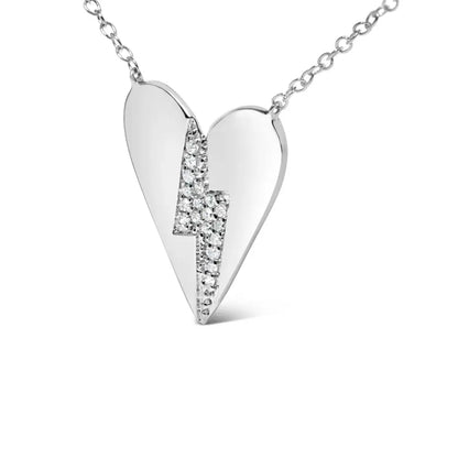 .925 Sterling Silver Diamond Broken Heart Pendant Necklace (h-i Color I1-i2 Clarity) - 18’’ Inches - Fine Jewelry