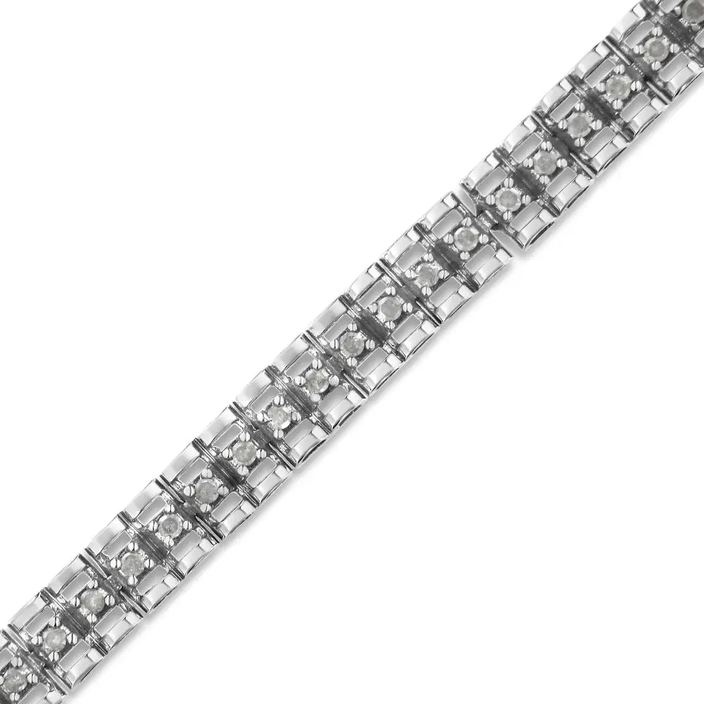 .925 Sterling Silver Diamond Double-link 7’’ Tennis Bracelet (i-j Color I3 Clarity) - Fine Jewelry us Direct